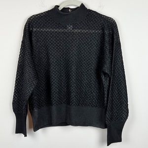 NWT MNG Mango Semi-Sheer Mock Neck Sweater